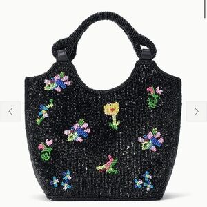 STAUD BEADED COTE BAG FIRST BLOOM night NWT